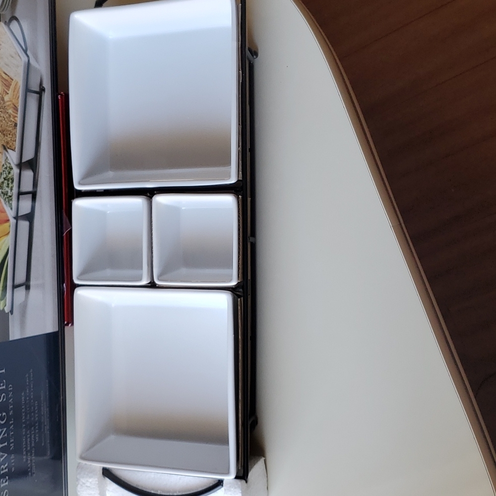 New Beekman Home Serving Set w/ Metal Stand - Picture 4 of 4